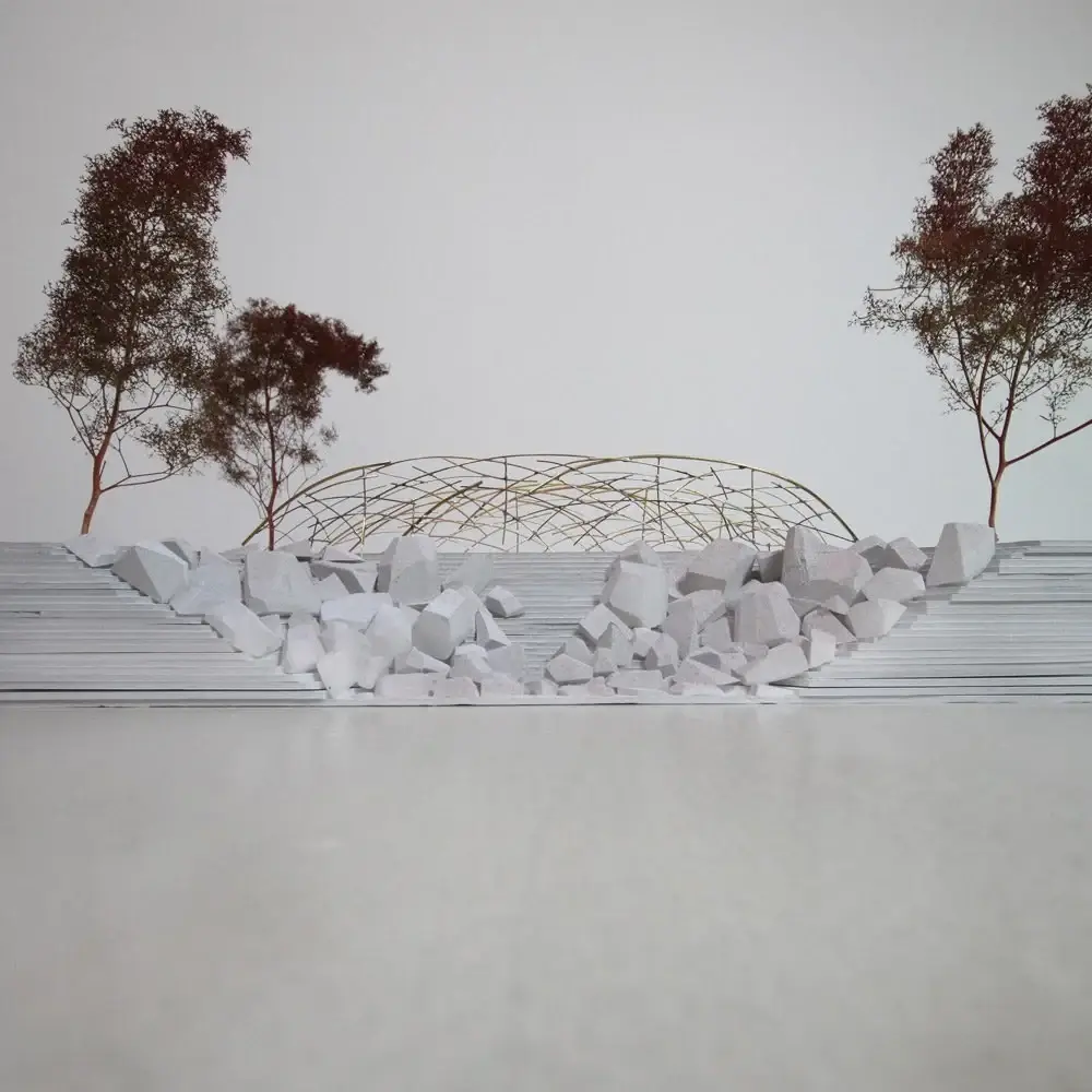 Modell der Brücke mit Geländer